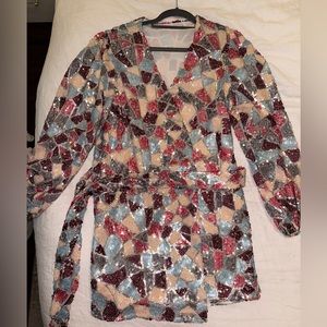 Brand new buddy love sequin wrap tie dress!